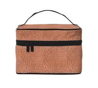 Borsa per il trucco, Borsa per cosmetici grande Borsa da viaggio portatile in pelle impermeabile per donne e ragazze,Aspetto rame martellato