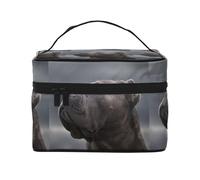Borsa per il trucco, Borsa per cosmetici grande Borsa da viaggio portatile in pelle impermeabile per donne e ragazze,Sfondi di Cane Corso
