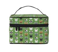 Borsa per il trucco, Borsa per cosmetici grande Borsa da viaggio portatile in pelle impermeabile per donne e ragazze,Bulldog francesi Frenchie Cane carino Cani Cane Cane