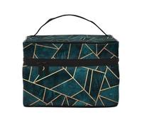 Borsa per il trucco, Borsa per cosmetici grande Borsa da viaggio portatile in pelle impermeabile per donne e ragazze,Natura astratta verde smeraldo