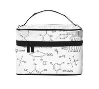 Borsa per il trucco, Borsa per cosmetici grande Borsa da viaggio portatile in pelle impermeabile per donne e ragazze,Formula chimica disegnata a mano