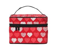 Borsa per il trucco, Borsa per cosmetici grande Borsa da viaggio portatile in pelle impermeabile per donne e ragazze,Cuori E Amore Rossi E Bianchi
