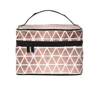 Borsa per il trucco, Borsa per cosmetici grande Borsa da viaggio portatile in pelle impermeabile per donne e ragazze,Sfondi modello oro rosa