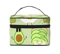 Borsa per il trucco, Borsa per cosmetici grande Borsa da viaggio portatile in pelle impermeabile per donne e ragazze,Avocado carino, pane tostato e uovo ficcato