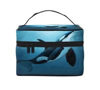 Borsa per il trucco, Borsa per cosmetici grande Borsa da viaggio portatile in pelle impermeabile per donne e ragazze,L'Orca Sognatrice