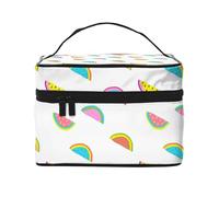 Borsa per il trucco, Borsa per cosmetici grande Borsa da viaggio portatile in pelle impermeabile per donne e ragazze,Anguria colorata divertente