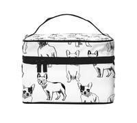 Borsa per il trucco, Borsa per cosmetici grande Borsa da viaggio portatile in pelle impermeabile per donne e ragazze,Bulldog francese