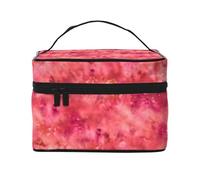 Borsa per il trucco, Borsa per cosmetici grande Borsa da viaggio portatile in pelle impermeabile per donne e ragazze,Ice Tie Dye Rosso