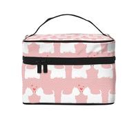 Borsa per il trucco, Borsa per cosmetici grande Borsa da viaggio portatile in pelle impermeabile per donne e ragazze,Modello di cani Westie