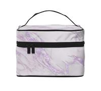 Borsa per il trucco, Borsa per cosmetici grande Borsa da viaggio portatile in pelle impermeabile per donne e ragazze,Adoro il viola metallizzato