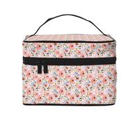 Borsa per il trucco, Borsa per cosmetici grande Borsa da viaggio portatile in pelle impermeabile per donne e ragazze,Piccola Flora
