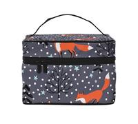 Borsa per il trucco, Borsa per cosmetici grande Borsa da viaggio portatile in pelle impermeabile per donne e ragazze,Volpe Rossa Nella Notte