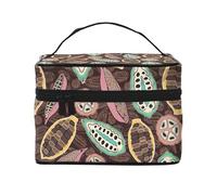 Borsa per il trucco, Borsa per cosmetici grande Borsa da viaggio portatile in pelle impermeabile per donne e ragazze,Baccello Di Cacao Colorato