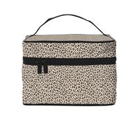 Borsa per il trucco, Borsa per cosmetici grande Borsa da viaggio portatile in pelle impermeabile per donne e ragazze,Leopardo Bianco E Nero Leopardo In Ecru Piccolo