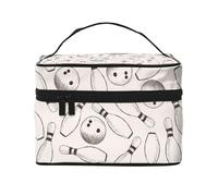 Borsa per il trucco, Borsa per cosmetici grande Borsa da viaggio portatile in pelle impermeabile per donne e ragazze,Perni E Palle Da Bowling