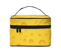 Borsa per il trucco, Borsa per cosmetici grande Borsa da viaggio portatile in pelle impermeabile per donne e ragazze,Formaggio Giallo