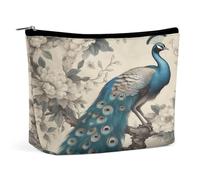 Borsa per il trucco Borsa per cosmetici portatile Borsa per articoli da toeletta Blue Peacock Organizer per il trucco Custodia con cerniera di grande capacità Borsa da viaggio per articoli da toeletta
