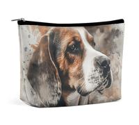 Borsa per il trucco Borsa per cosmetici portatile Piccola borsa da toilette con motivo a segugio Borsa per l'organizzazione del trucco Borsa con cerniera di grande capacità Borsa da viaggio per artico