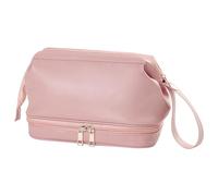 Borsa per il trucco, Borsa per il trucco a doppio strato, Borsa per cosmetici portatile di grande capacità in PU, Organizer da viaggio per il profumo della crema lozione