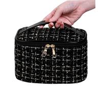 Borsa per il trucco, borsa per il trucco da viaggio con manico, borsa per il trucco da 8,3x5.9x5.5 'con tasca a rete interna, organizzatore di trucco a quadrante per viaggi in oro per viaggiare, orga