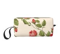 Borsa per il trucco, Borsa per la ricezione Borsa per cosmetici da viaggio Borsa da toilette Borsa per trucco portatile Organizer,Fiore retrò stampato