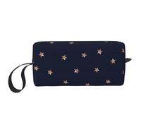 Borsa per il trucco, Borsa per la ricezione Borsa per cosmetici da viaggio Borsa da toilette Borsa per trucco portatile Organizer,Stelle scintillanti rosa blu scuro e oro rosa stellate