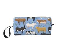 Borsa per il trucco, Borsa per la ricezione Borsa per cosmetici da viaggio Borsa da toilette Borsa per trucco portatile Organizer,Set Di Tori E Mucche Bovini Animali Da Fattoria Mammiferi