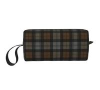 Borsa per il trucco, Borsa per la ricezione Borsa per cosmetici da viaggio Borsa da toilette Borsa per trucco portatile Organizer,Tartan scozzese marrone