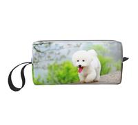 Borsa per il trucco, Borsa per la ricezione Borsa per cosmetici da viaggio Borsa da toilette Borsa per trucco portatile Organizer,Bichon Frise Park Animali Cani Cani Bichon Frise