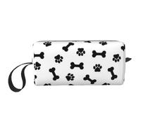 Borsa per il trucco, Borsa per la ricezione Borsa per cosmetici da viaggio Borsa da toilette Borsa per trucco portatile Organizer,Ossa Di Cane U Zampe In Bianco E Nero