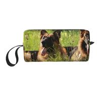 Borsa per il trucco, Borsa per la ricezione Borsa per cosmetici da viaggio Borsa da toilette Borsa per trucco portatile Organizer,Modello cane pastore tedesco