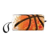 Borsa per il trucco, Borsa per la ricezione Borsa per cosmetici da viaggio Borsa da toilette Borsa per trucco portatile Organizer,Sfondo arancione dipinto astratto di basket