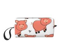 Borsa per il trucco, Borsa per la ricezione Borsa per cosmetici da viaggio Borsa da toilette Borsa per trucco portatile Organizer,Maiale sveglio del fumetto