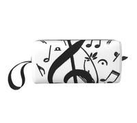 Borsa per il trucco, Borsa per la ricezione Borsa per cosmetici da viaggio Borsa da toilette Borsa per trucco portatile Organizer,Stampa di note musicali nere