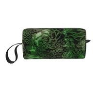Borsa per il trucco, Borsa per la ricezione Borsa per cosmetici da viaggio Borsa da toilette Borsa per trucco portatile Organizer,Stampato serpente verde