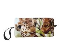 Borsa per il trucco, Borsa per la ricezione Borsa per cosmetici da viaggio Borsa da toilette Borsa per trucco portatile Organizer,Giraffa dei cervi dell'acquerello