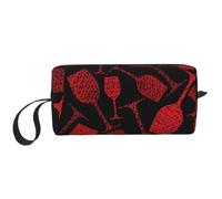 Borsa per il trucco, Borsa per la ricezione Borsa per cosmetici da viaggio Borsa da toilette Borsa per trucco portatile Organizer,Bicchieri-di-vino-modello-senza-giunture-tema-cantina-vettore-5542534