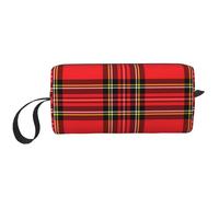 Borsa per il trucco, Borsa per la ricezione Borsa per cosmetici da viaggio Borsa da toilette Borsa per trucco portatile Organizer,Tartan scozzese a strisce tradizionale