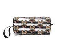 Borsa per il trucco, Borsa per la ricezione Borsa per cosmetici da viaggio Borsa da toilette Borsa per trucco portatile Organizer,Pastore Tedesco Strisce Nere Con Gli Occhiali