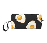 Borsa per il trucco, Borsa per la ricezione Borsa per cosmetici da viaggio Borsa da toilette Borsa per trucco portatile Organizer,Cibo Uova Fritte Scure