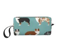Borsa per il trucco, Borsa per la ricezione Borsa per cosmetici da viaggio Borsa da toilette Borsa per trucco portatile Organizer,Pastori australiani