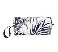 Borsa per il trucco, Borsa per la ricezione Borsa per cosmetici da viaggio Borsa da toilette Borsa per trucco portatile Organizer,Palme tropicali foglie Silhouette hawaiana