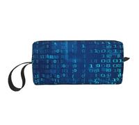 Borsa per il trucco, Borsa per la ricezione Borsa per cosmetici da viaggio Borsa da toilette Borsa per trucco portatile Organizer,Codice binario blu del programmatore