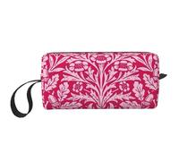 Borsa per il trucco, Borsa per la ricezione Borsa per cosmetici da viaggio Borsa da toilette Borsa per trucco portatile Organizer,Damasco floreale Art Nouveau, rosa fucsia intenso