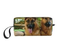 Borsa per il trucco, Borsa per la ricezione Borsa per cosmetici da viaggio Borsa da toilette Borsa per trucco portatile Organizer,Cane da pastore tedesco colorato e carino