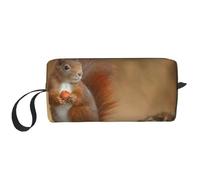 Borsa per il trucco, Borsa per la ricezione Borsa per cosmetici da viaggio Borsa da toilette Borsa per trucco portatile Organizer,Sciurus scoiattolo rosso animale carino