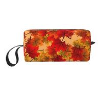 Borsa per il trucco, Borsa per la ricezione Borsa per cosmetici da viaggio Borsa da toilette Borsa per trucco portatile Organizer,Sfondo Autunno Autunno Foglie Modello