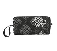 Borsa per il trucco, Borsa per la ricezione Borsa per cosmetici da viaggio Borsa da toilette Borsa per trucco portatile Organizer,Pelle di serpente Nero Grigio Bianco