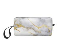 Borsa per il trucco, Borsa per la ricezione Borsa per cosmetici da viaggio Borsa da toilette Borsa per trucco portatile Organizer,Marmo dorato italiano