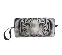 Borsa per il trucco, Borsa per la ricezione Borsa per cosmetici da viaggio Borsa da toilette Borsa per trucco portatile Organizer,Tigre bianca invernale